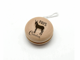 Yoyo en bois souvenir Pays Catalan avec &acirc;ne catalan