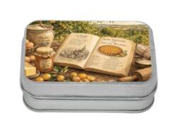 Bo&icirc;te comptoir souvenir Mirabelles Lorraine d&eacute;cor&eacute;e d'une tarte aux mirabelles