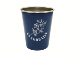 Gobelet m&eacute;tal souvenir Mirabelles Lorraine d&eacute;cor&eacute; de mirabelles