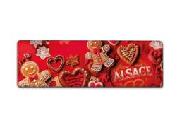 Magnet panorama souvenir Alsace avec Mannele, c&oelig;urs et d&eacute;corations de No&euml;l