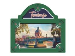 Magnet plaque de rue souvenir Toulouse repr&eacute;sentant le Pont Saint-Pierre