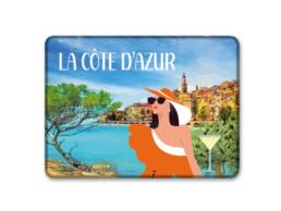 Magnet rectangle souvenir C&ocirc;te d'Azur illustr&eacute; d'un paysage m&eacute;diterran&eacute;en