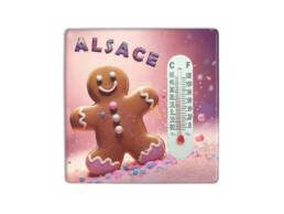 Magnet thermom&egrave;tre souvenir Alsace avec Mannele traditionnel
