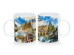 Mug standard souvenir Metz illustr&eacute; de la cath&eacute;drale et des monuments de Metz