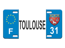 Plaque d'immatriculation m&eacute;tal souvenir Toulouse avec armoiries