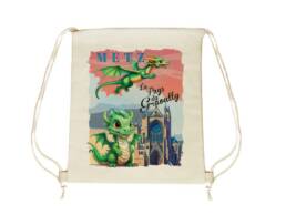 Sac pochon souvenir Graoully Metz avec illustration du dragon l&eacute;gendaire