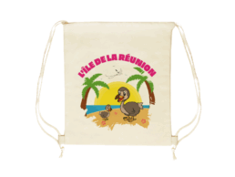 Sac pochon souvenir &Icirc;le de La R&eacute;union avec illustration humoristique du dodo
