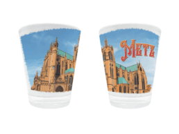 Verre &agrave; liqueur souvenir Metz d&eacute;cor&eacute; de la cath&eacute;drale Saint-&Eacute;tienne