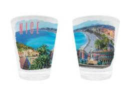 Verre &agrave; liqueur souvenir Nice illustr&eacute; de la Promenade des Anglais